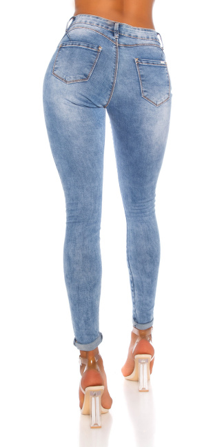 Trendy international love skinny-jeans blauw